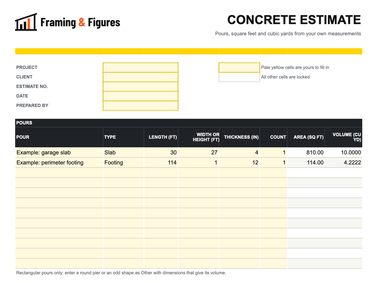 Preview of framingandfigures-concrete-estimate-template-v2.xlsx