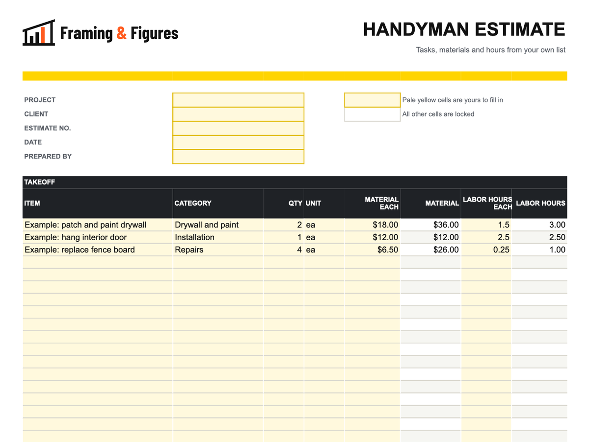 Preview of framingandfigures-handyman-estimate-template-v2.xlsx