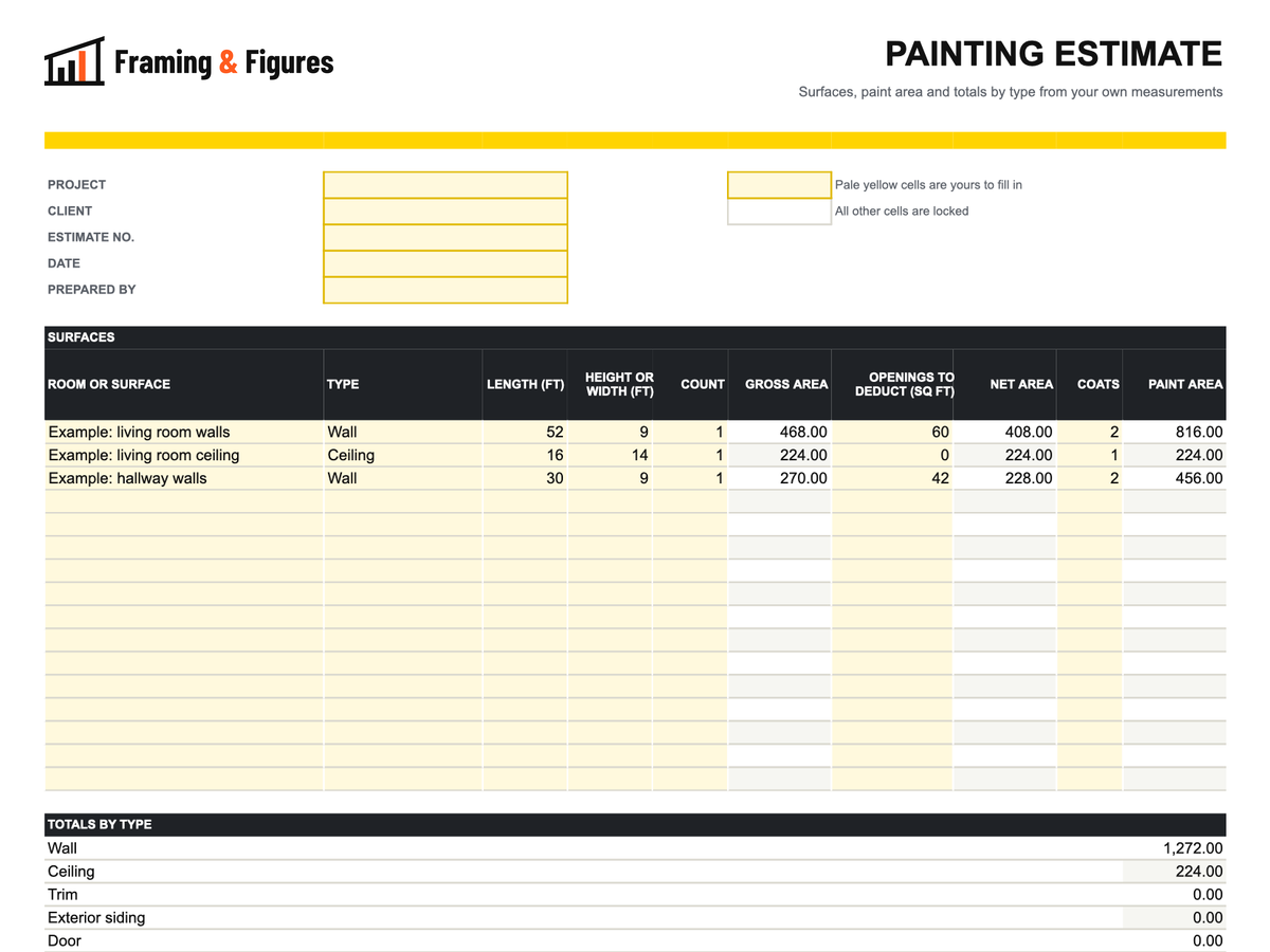 Preview of framingandfigures-painting-estimate-template-v2.xlsx