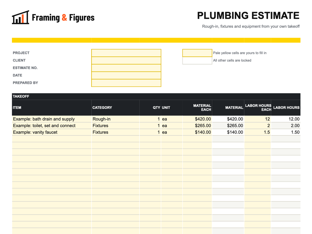 Preview of framingandfigures-plumbing-estimate-template-v2.xlsx
