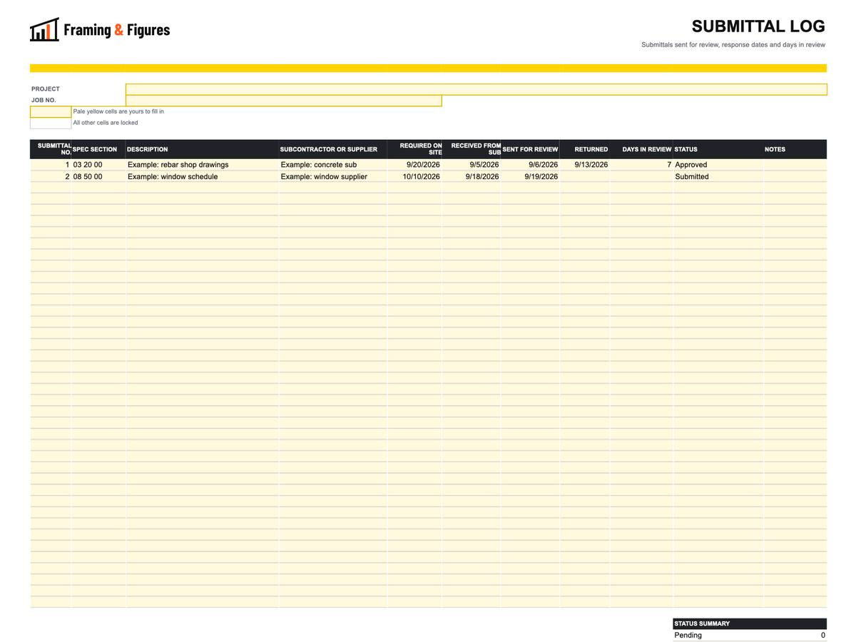 Preview of framingandfigures-submittal-log-template-v2.xlsx